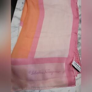 Salvatore Ferragamo silk scarf pink and light orange Made in Italy